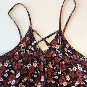 Tassel lace up cami tank top